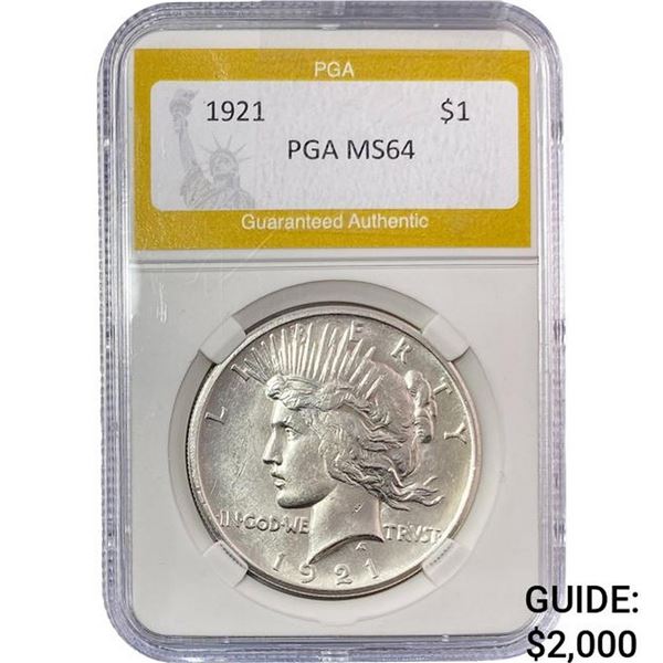 1921 Silver Peace Dollar PGA MS64