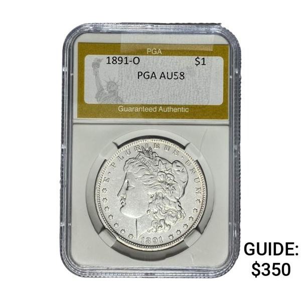 1891-O Morgan Silver Dollar PGA AU58