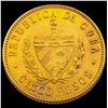 Image 2 : 1916 Gold Cuban 5 Pesos CHOICE BU