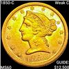 Image 1 : 1850-C Weak C $5 Gold Half Eagle UNCIRCULATED