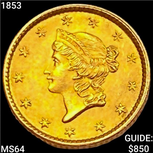 1853 Rare Gold Dollar CHOICE BU