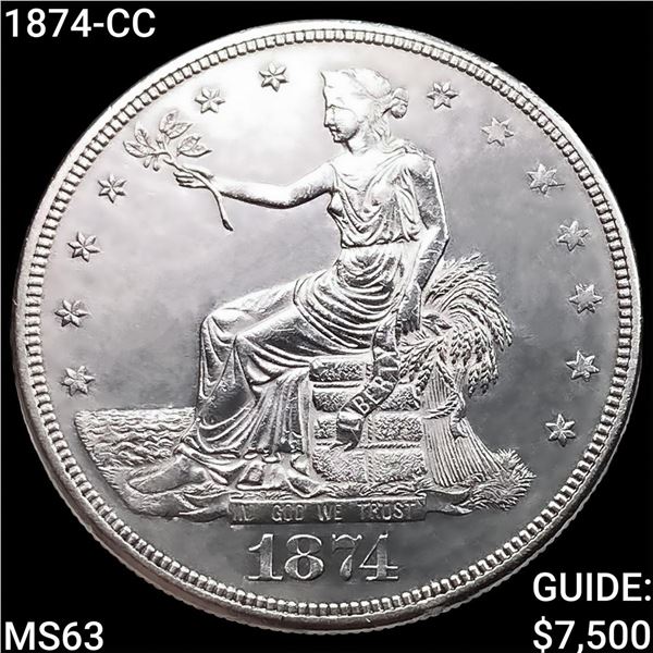 1874-CC Silver Trade Dollar CHOICE BU