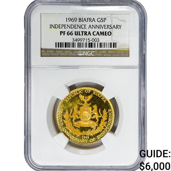 1969 Biafra .471oz Gold 5 Pounds NGC PF66 UC