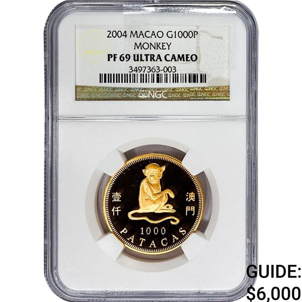 2004 Macao .471oz Gold 1000 Patacas NGC PF69 UC