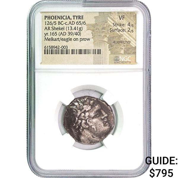 Phoenica, Tyre 126/5 BC-c.AD 65.5 Silver Shekel
