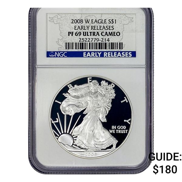 2008-W American Silver Eagle 1oz NGC PF69 Ultra Cameo