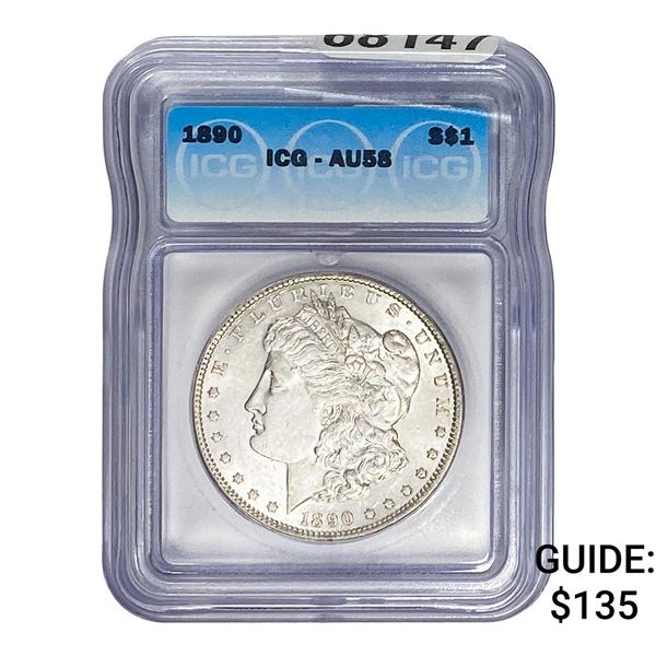 1890 Morgan Silver Dollar ICG AU58