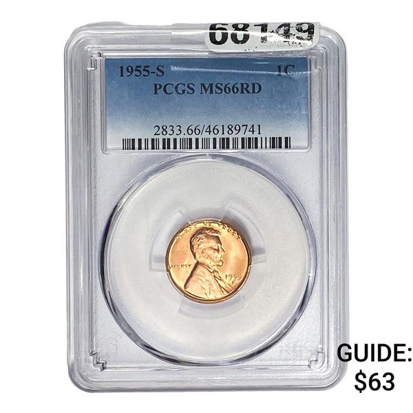 1955-S Wheat Cent PCGS MS66 RD