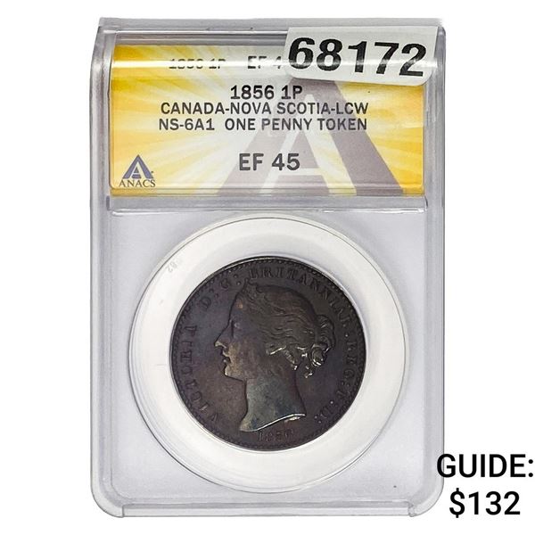 1856 1P Canada-Nova Scotia One Penny Token ANACS EF45