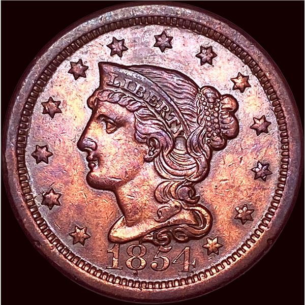 1854 Braided Hair Large Cent CLOSELY UNCIRCULATED