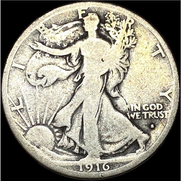 1916-S Walking Liberty Half Dollar NICELY CIRCULATED
