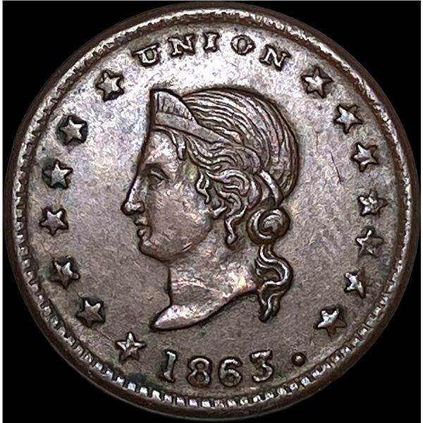 1863 Civil War Toke- F. Emlinger CLOSELY UNCIRCULATED