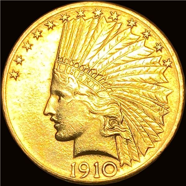 1910-D Gold $10 Indian Head Eagle CLOSELY UNCIRCULATED