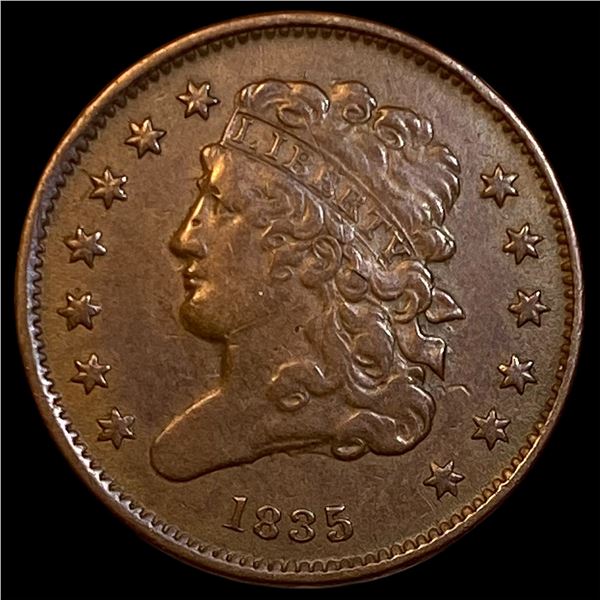 1835 Braided Hair Half Cent CLOSELY UNCIRCULATED