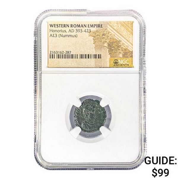 West Roman Honorius, AD 393-423 AE3 Nummus NGC