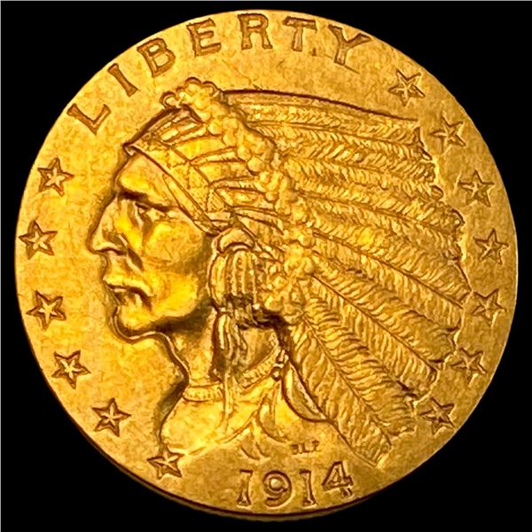 1914 Indian Head Gold $2.50 Quarter Eagle CHOICE AU