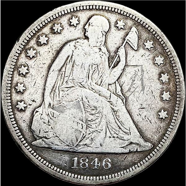 1846 Silver Seated Liberty Dollar NICELY CIRCULATED