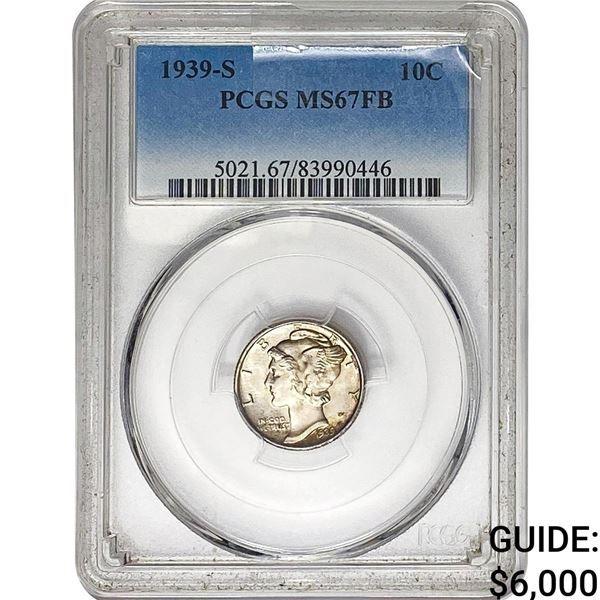 1939-S Mercury Silver Dime PCGS MS67 FB