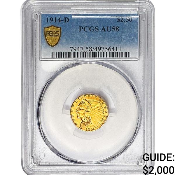 1914-D $2.50 Gold Quarter Eagle PCGS AU58
