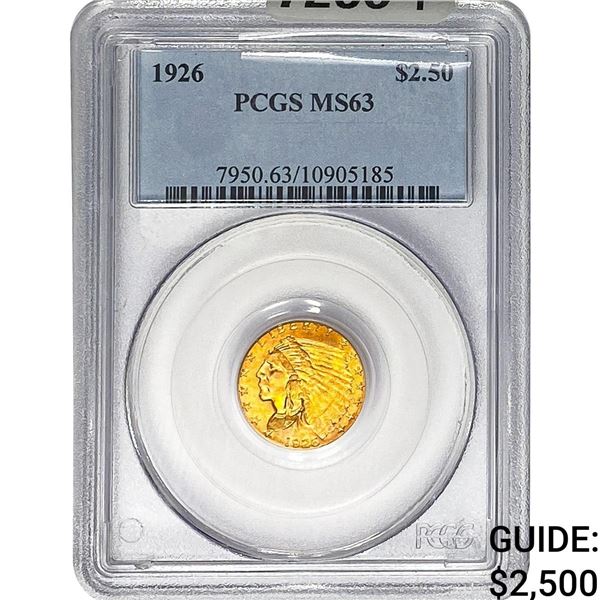 1926 $2.50 Gold Quarter Eagle PCGS MS63