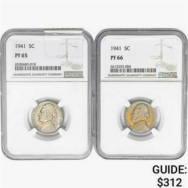 [2 Coins] 1941 Jefferson Nickel NGC PF65/66