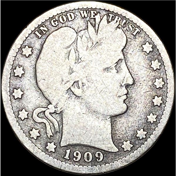 1909-O Barber Silver Quarter NICELY CIRCULATED