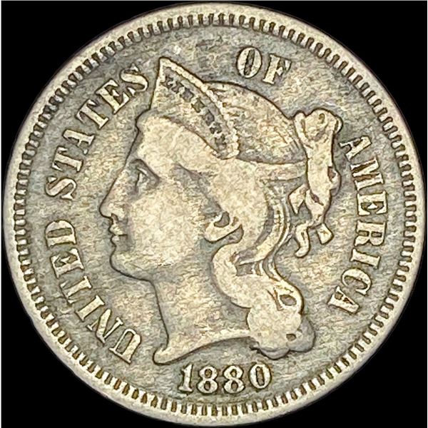 1880 Nickel Three-Cent Piece NEARLY UNCIRCULATED