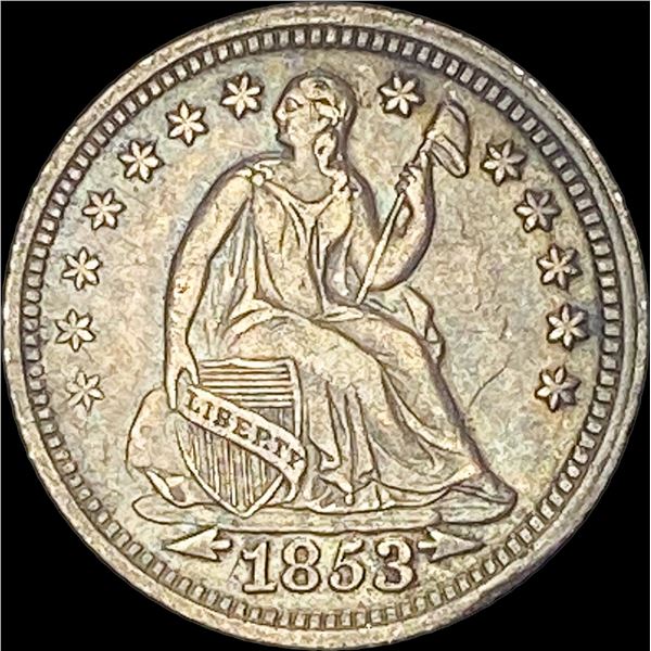 1853 Arrows Seated Liberty Half Dime CLOSELY UNCIRCULATED