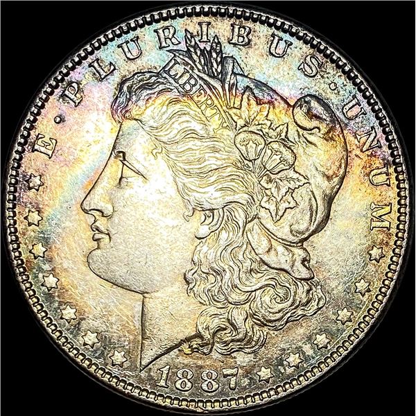 1887 Toned Silver Morgan Dollar CLOSELY UNCIRCULATED