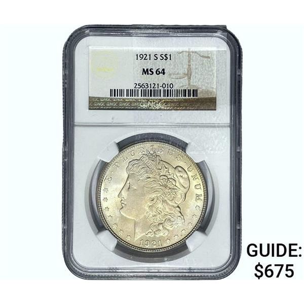 1921-S Morgan Silver Dollar NGC MS64