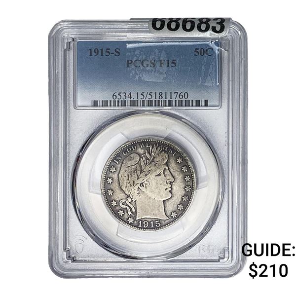 1915-S Barber Half Dollar PCGS F15