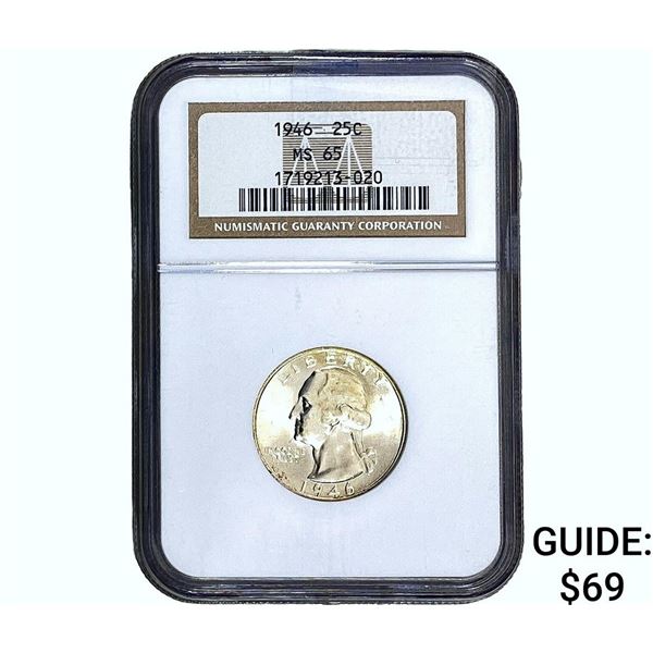 1946 Washington Silver Quarter NGC MS65