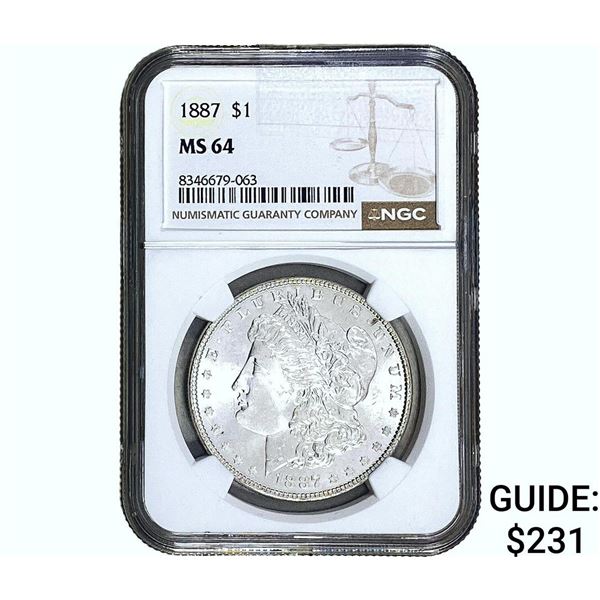 1887 Morgan Silver Dollar NGC MS64