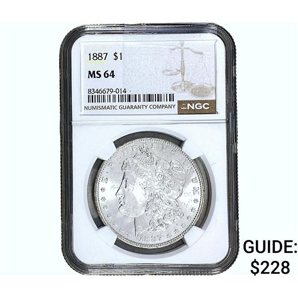 1887 Morgan Silver Dollar NGC MS64