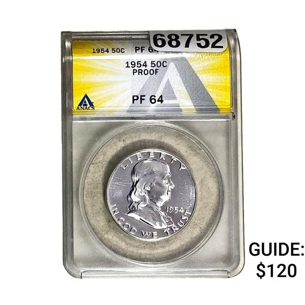 1954 Franklin Half Dollar ANACS PF64
