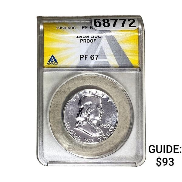 1959 Franklin Half Dollar ANACS PF67