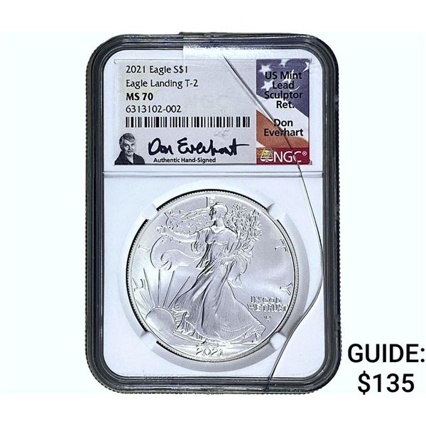 2021 Silver Eagle NGC MS70 Eagle Landing T-2