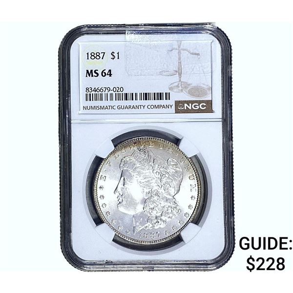 1887 Morgan Silver Dollar NGC MS64