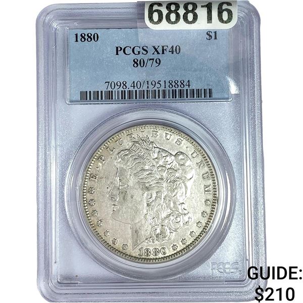 1880 Morgan Silver Dollar PCGS XF40 80/79