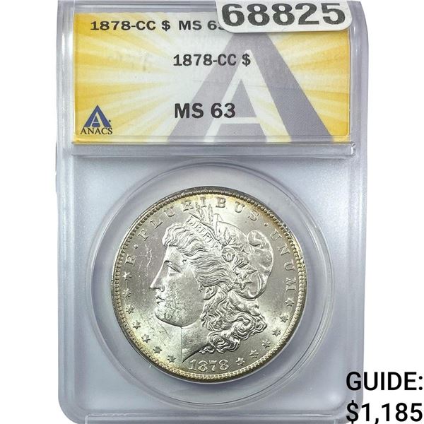 1878-CC Morgan Silver Dollar ANACS MS63