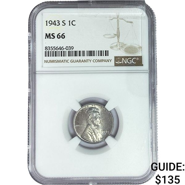 1943-S Wheat Cent NGC MS66