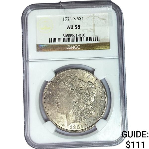 1921-S Morgan Silver Dollar NGC AU58