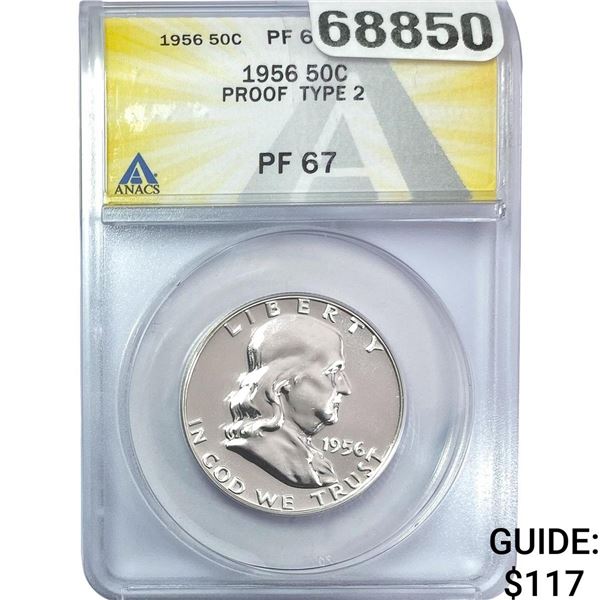 1956 Franklin Half Dollar ANACS PF67 Proof TY 2