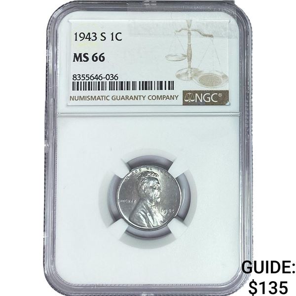 1943-S Wheat Cent NGC MS66