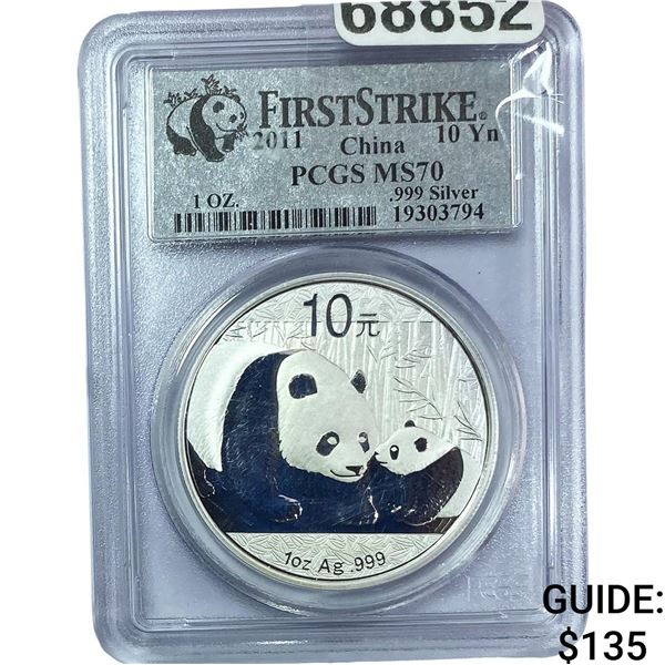 2011  PCGS MS70 1 OZ Silver China Panada