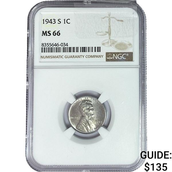 1943-S Wheat Cent NGC MS66