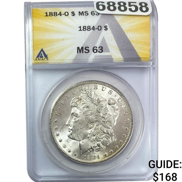 1884-O Morgan Silver Dollar ANACS MS63