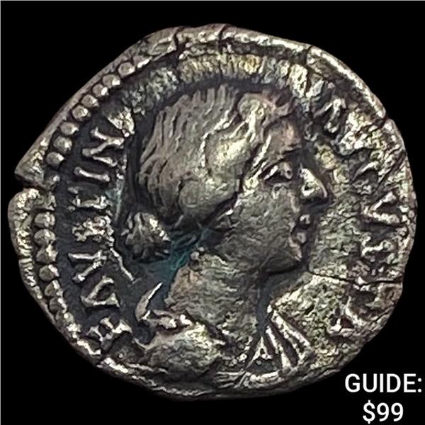 147-176 AD Roman Faustina Jr. Silver Denarius NEARLY UNCIRCULATED