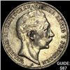 Image 1 : 1909-A Prussia Silver 3 Reichsmark CLOSELY UNCIRCULATED