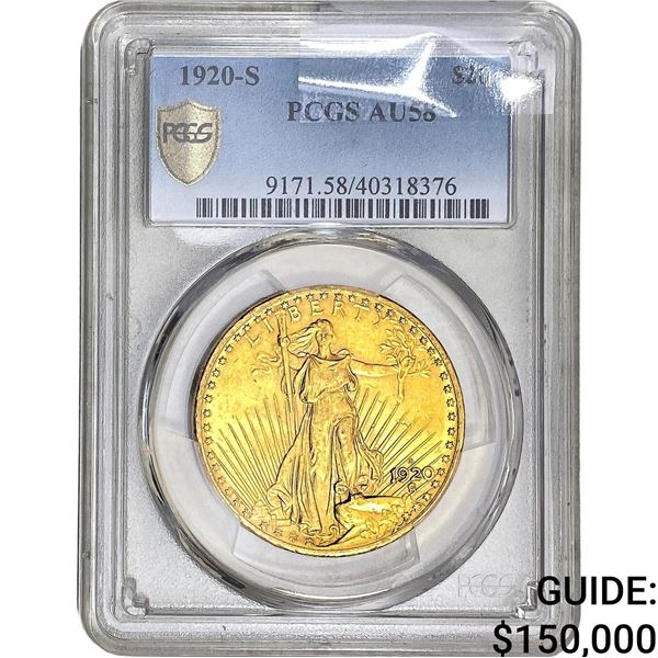 1920-S $20 Gold Double Eagle PCGS AU58